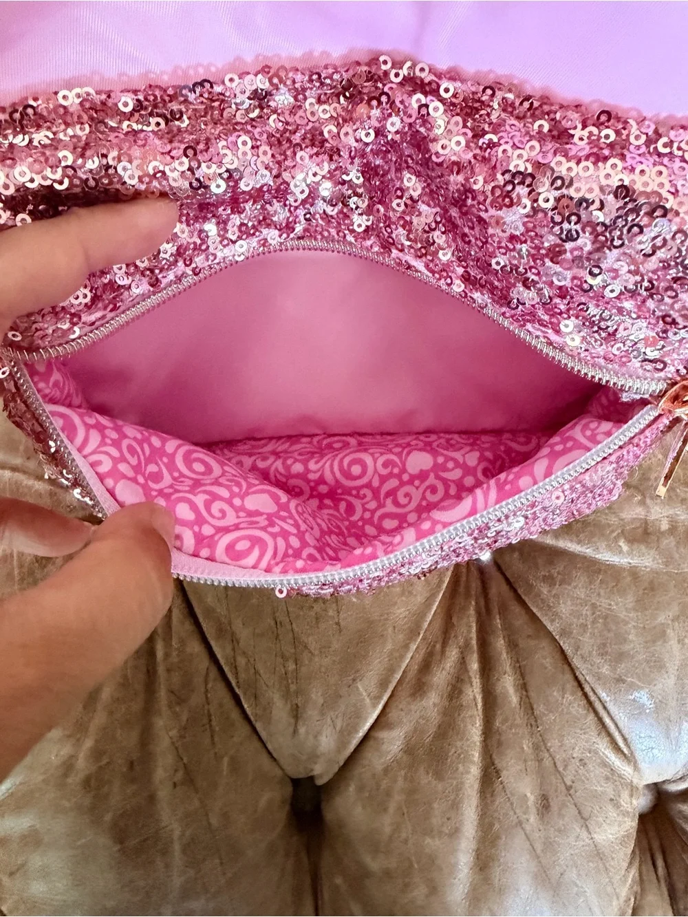 Disney Store Bibbidi Bobbidi Boutique Backpack Pink Sequin Minnie Ears Princess